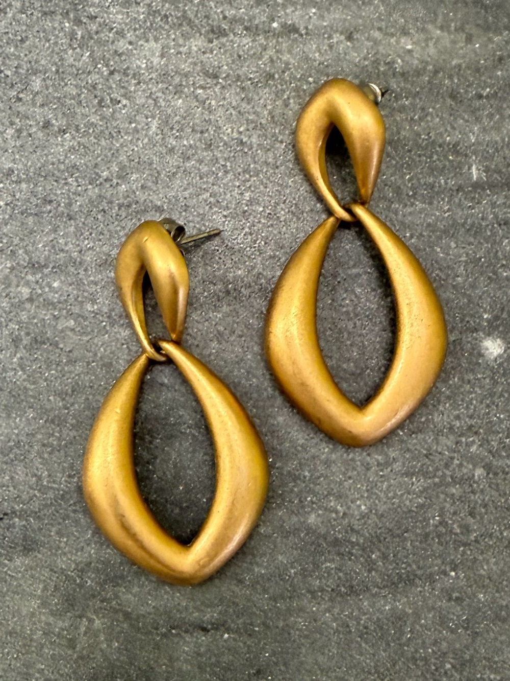 Vintage Trifari Brushed Matte Gold Door Knocker Earrings
